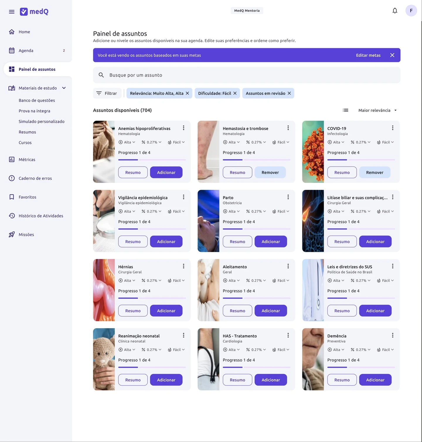 MedQ — Painel de assuntos